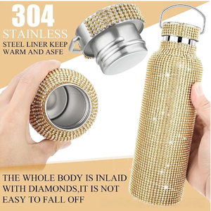 Bouteille d'<span class=keywords><strong>eau</strong></span> en acier inoxydable <span class=keywords><strong>de</strong></span> 17 oz avec strass, double paroi, isolée sous vide, anti-fuite, pour femmes, cadeau et usage quotidien - Product Image 6