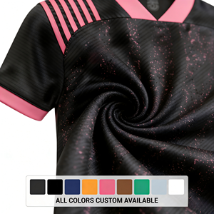 Jersey Sepak Bola Pria Custom 100% Polyester Bordir Kerah Bulat Lengan Pendek Cepat Kering Bernapas Sablon Laser Atasan Tim - Product Image 6