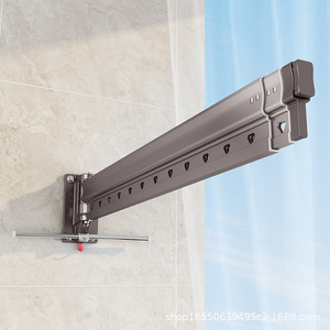 Wall Mounted Folding <b>Clothes</b> Drying <b>Rack</b> Gem Grey 0.8m With Crossbar Telescopic Rod Household Drying Tool - Product Image 1