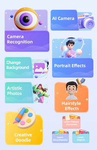 人工智能物体识别互动全高清数码相机，适合儿童教育语言学习，带SD卡和触摸屏 - Product Image 3