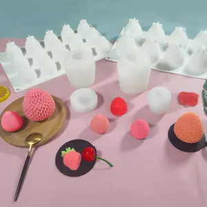 DIY草莓状蜡模食品级硅胶蜡烛模具3d柿子形状硅胶模具蜡烛