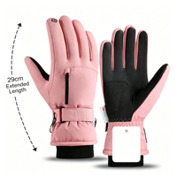 Gants de ski freestyle d'hiver en polaire coréenne et pongé, coupe-vent, anti-froid, imperméables, antidérapants, compatibles écran tactile sur toute la paume, légers