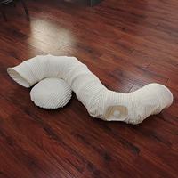 Lit tunnel pour chat 2-en-1 avec coussin en peluche, tunnel interactif pliable pour chat