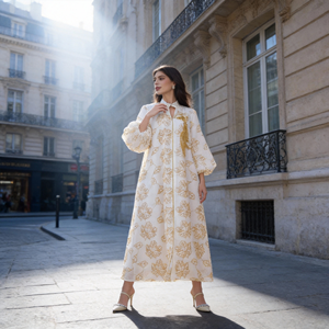 Robe Abaya en Polyester Brodée de Luxe Personnalisée Élégante pour Femmes Musulmanes Fournisseur en Gros Premium OEM ODM - Product Image 2