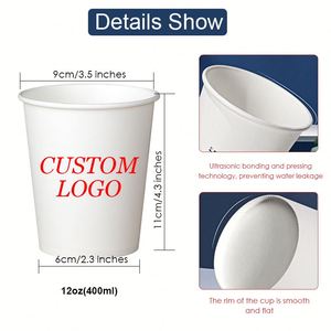 Gobelet à café en papier jetable de qualité alimentaire écologique 12oz blanc pour eau chaude, à paroi simple ou double, avec impression de logo - Product Image 3