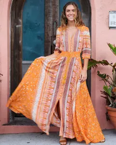 Büyük kalite Boho rahat elbise pamuk Rayon seksi elbiseler çingene tarzı kadınlar için