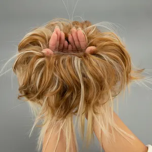 AliLeader — <span class=keywords><strong>chignon</strong></span> coiffé synthétique, avec bande de caoutchouc <span class=keywords><strong>élastique</strong></span>, Extension capillaire décoiffée pour femmes, démêlante - Product Image 1