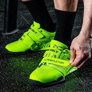 LS1035 <span class=keywords><strong>Chaussures</strong></span> de squat personnalisées <span class=keywords><strong>Chaussures</strong></span> de squat professionnelles à semelle large et à talon haut Couleur noire et verte - Product Image 5