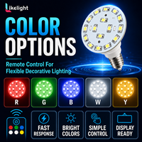 Ampoule LED de remplacement double face R/G/B/W/Y E14 SMD2835x20 AC24/60V IP44 40mm 2W pour manèges de fête foraine/carnaval OEM