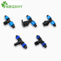 Colección de Conexiones en T con Tuerca de Seguridad, 5 Piezas, Opciones de Derivación Lateral, Rosca Macho / Conector de Púas / Válvula de Palanca / Válvula de Perilla, 16mm PE para Riego