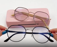Lunettes photochromiques rondes simples pour femmes, verres à changement rapide de couleur, anti-reflet bleu, monture métallique, pour ordinateur
