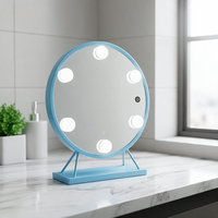 Single-Sided Round Metal Desktop Magnifying Makeup Mirror with 3 Color Dimmable LED Lights USB Rechargeable Personalized