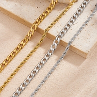 Lot de Bracelets Empilables Double Couche Chaîne Cubaine et Chaîne Corde, Style Punk, en Acier Inoxydable Plaqué Or pour Femme, Bijoux