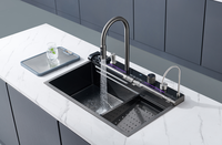 Haute qualité 304 acier inoxydable bol unique évier de cuisine multi-fonctionnel affichage numérique Piano clé cascade Design robinet
