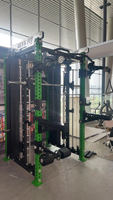 Station de musculation multifonctionnelle Smith Machine, demi-cage, rack de musculation en acier, pile de poids 75+ kg, exercices bras et jambes REYK