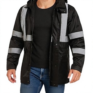 <b>Work</b> Jacket Winter Security Waterproof Breathable Traffic Bottom High Visibility Reflective Safety Unisex Made Dress Polyester - Product Image 4