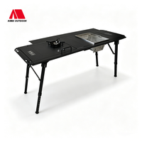 Table de camping tactique pliable 5 unités, réglable en hauteur, en aluminium léger, pour l'extérieur, et chaise de camping pliable