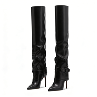 Nouvelles Bottes Tubulaires Convertibles 2-en-1 en Gros, Sexy, à Bout Pointu, Talon Aiguille, Montantes au-dessus du Genou pour Femmes