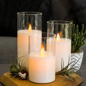 Matti's pillar white glass battery operated home decoration remote timer holiday led candle flameless