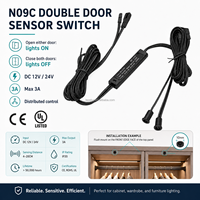 Interrupteur à capteur de lumière pour armoire et placard à deux portes, commande centrale, 12V/24V, encastré 8mm, capteur LED pour meubles N09C-21