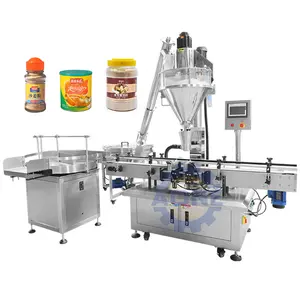 Powder Bottle Filling Capping Machine 10-5000g Glass Jar Spices Powder Coffee Filling Machine Production Line
