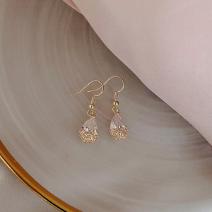 Brincos Em Forma De <strong>Gota</strong> Water Drop Shape Crystal Earrings Long Pendant Hook Earrings for Women - Product Image 6