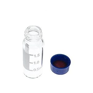 ขวดแก้วสำหรับเครื่อง HPLC แบบออโต้แซมพล์เปอร์ ขนาด 2 มล. แบบใส มีขีดบอกปริมาตร ฝาเกลียว  ซิลิโคนสีขาว  จุก PTFE สีแดง บรรจุ 100 ชิ้น/แพ็ค - Product Image 3