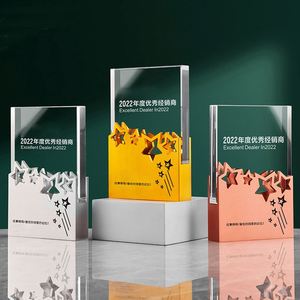 Wholesale Crystal Trophy Corporate, Glass Crystal Trophy Awards Custom Logo Engrave Crystal Plaque Award/ - Product Image 5
