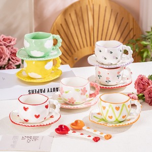 Handmade gốm cốc cà phê đám mây màu xanh thiết kế không thường xuyên chiếc đĩa an toàn buổi chiều Tea <span class=keywords><strong>Cup</strong></span> <span class=keywords><strong>Set</strong></span> Mug Quà Tặng - Product Image 3