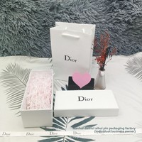 Boîte cadeau vide pour rouge à lèvres et parfum de marque D, sac fourre-tout cosmétique en carton gris estampé
