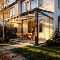 Véranda préfabriquée murale en verre pour jardin extérieur d'été, maison de jardin en verre, véranda de terrasse