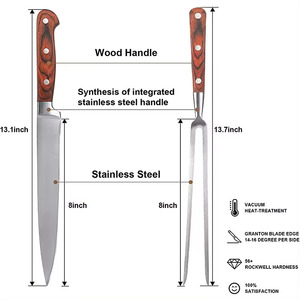 2 pezzi in acciaio inox intaglio coltello forchetta <span class=keywords><strong>con</strong></span> manico in legno in acciaio inox BBQ Set di <span class=keywords><strong>coltelli</strong></span> <span class=keywords><strong>da</strong></span> <span class=keywords><strong>cucina</strong></span> Set - Product Image 2