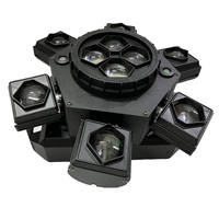 Foco de Cabeza Móvil de Haz LED Ojo de Abeja de 6 Brazos con Carcasa de Aleación y Efecto Láser Rojo y Verde, Bola de Música para DJ Disco, LUCES LÁSER