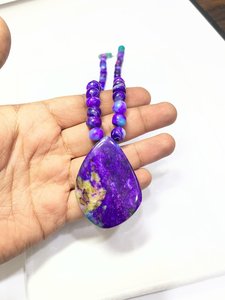 Collier de perles en Sugilite et Turquoise d'Arizona, pierres précieuses rares de la mine Wessels (356 ct), prix de gros pour la fabrication de bijoux - Product Image 4