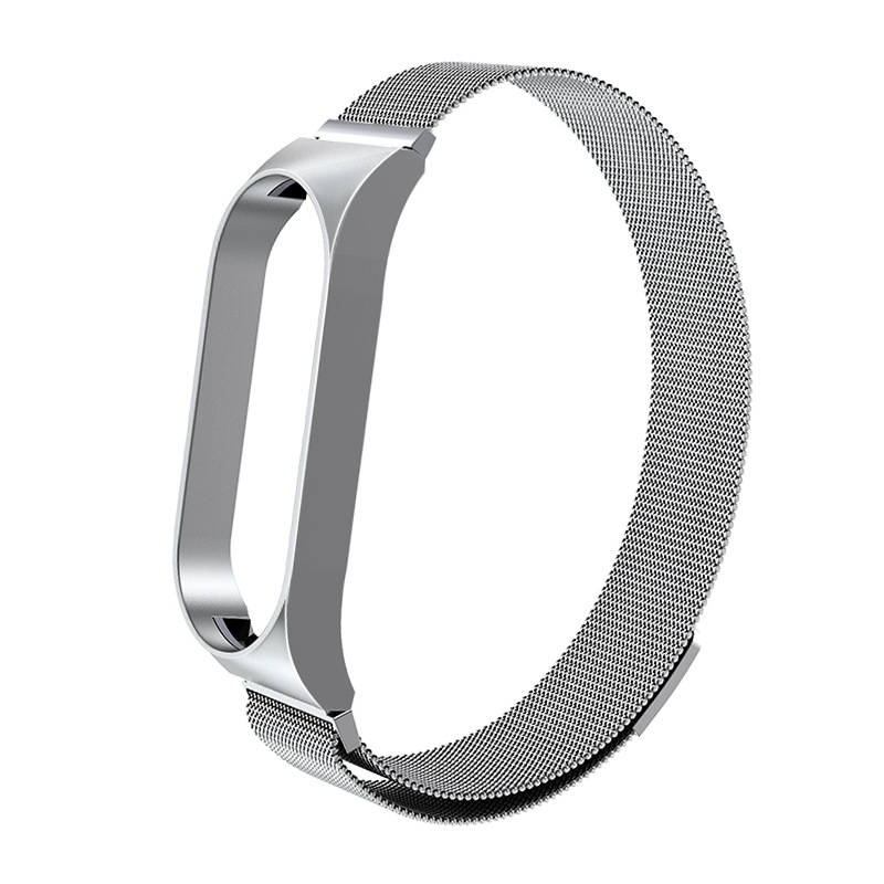 Correa magnética de metal azul plateada para Xiaomi Mi Band 5/6 (versión).
