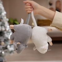 Jouets en peluche souris en coton PP simulé mignon et moelleux de 17 cm, blanc/gris, OEM/ODM