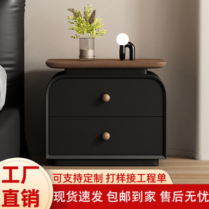Wood <b>Top</b> Nightstand With Two Drawers Storage Bedroom Furniture For Adults And Children - Product Image 5