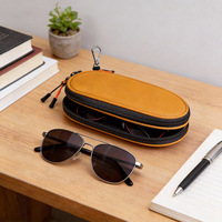 Petite pochette à lunettes en nylon, double fermeture à glissière, mousqueton. Étui à lunettes de soleil de voyage, portable.