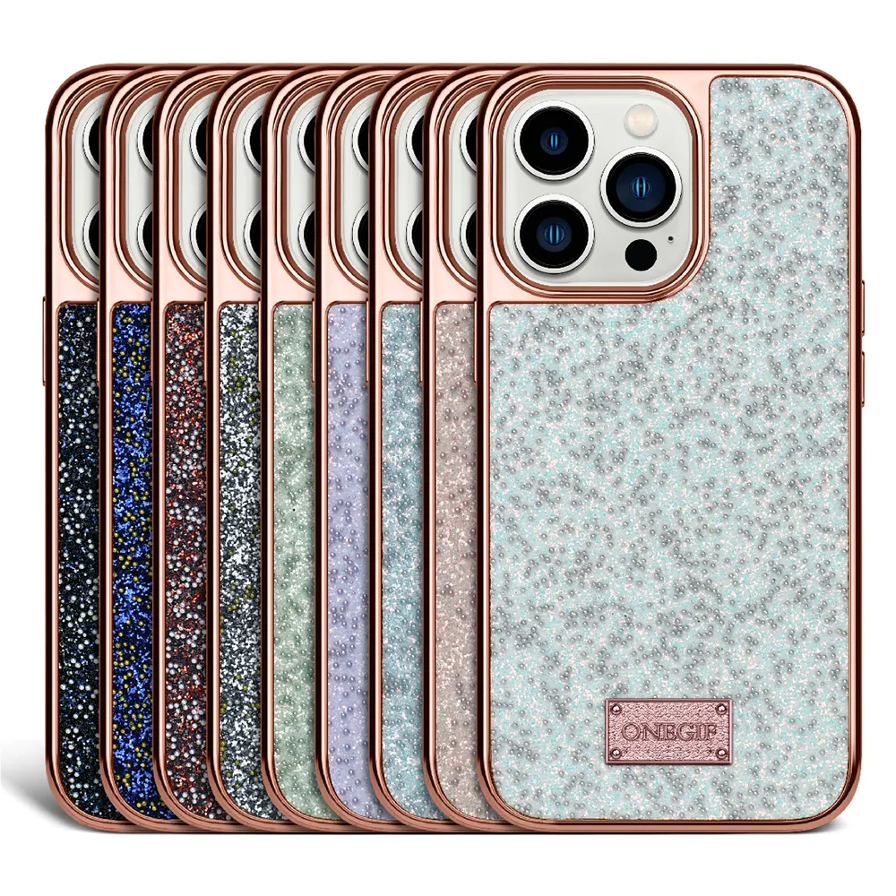 ONEGIF Diamond Glitter Plating Case Baseus for iPhone 13 14 Pro Women Bling Shinning Glitter Phone Case
