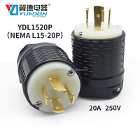 Prise mâle YUADON YDL1520P NEMA L15-20 20A AC 250V 3 pôles/4 fils avec mise à la terre et verrouillage par torsion (noir/gris) pour usage résidentiel