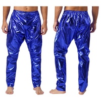 Pantalon long métallisé élégant pour hommes, sarouel léger de couleur unie pour les spectacles de danse contemporaine sur scène, les carnavals