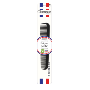 Peine de bolsillo antiestático hecho en Francia, peine para el cabello 100% de plástico reciclado - Product Image 1