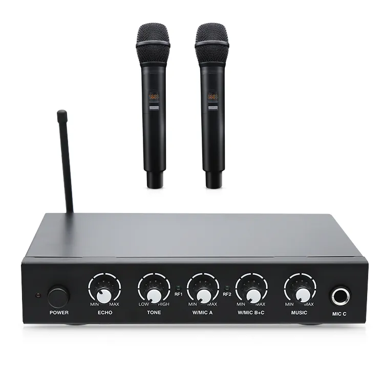 Tốt nhất phổ biến karaoke Mixer AV thiết bị với không dây Mic và Bluetooth cho KTV, Đảng, Nhà thờ, hội nghị, bài phát biểu, ca hát, TV