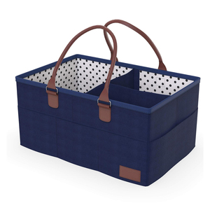 Venta al por mayor precio barato fieltro mamá pañal Caddy organizador hogar cesta fieltro bolsa <span class=keywords><strong>de</strong></span> almacenamiento Baby Shower bolsas con su propio logotipo - Product Image 1