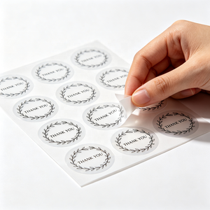Autocollants adhésifs transparents imprimés offset, étiquettes d'emballage, scellage étanche, découpés sur mesure, ronds, robustes - Product Image 1