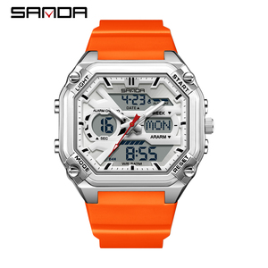 นาฬิกาข้อมือผู้ชาย SANDA 6325 รุ่นขายดี ดีไซน์สปอร์ต หน้าปัดคู่ ฟังก์ชั่นหลากหลาย สาย TPU กันน้ำ เหมาะสำหรับใส่ลำลองและกิจกรรมกลางแจ้ง ของขวัญ - Product Image 1