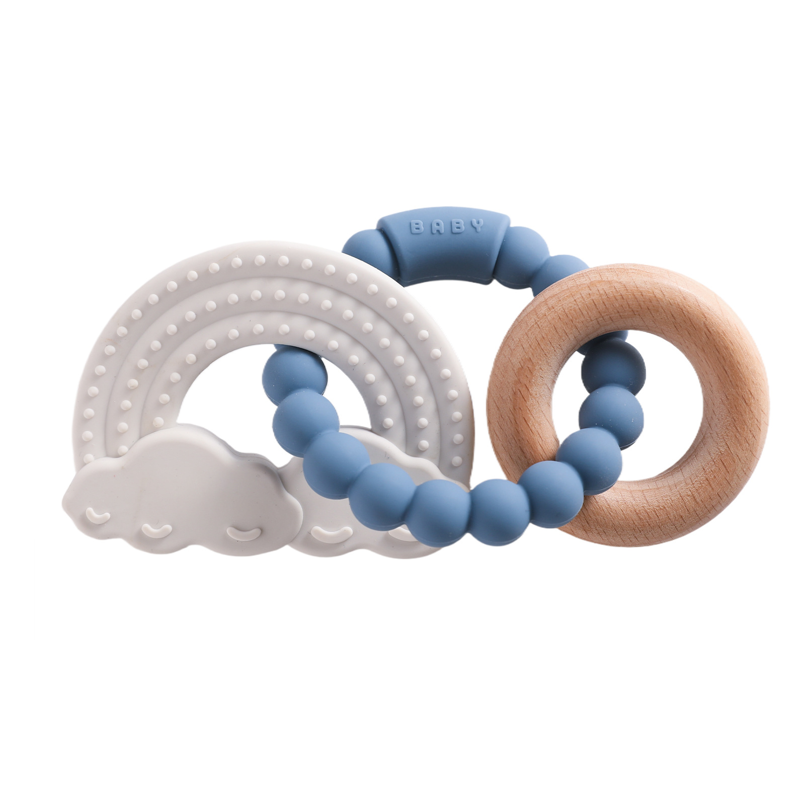 Silicone leaf two-circle bracelet-blue bracelet-rainbow cloud