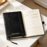 Journal de luxe 2028 personnalisé A5, couverture rigide en cuir PU, agenda annuel, marque-page en ruban, cadeau