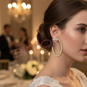 Pendientes de Aro de Moda para Mujer LIORA de 25 mm, Chapados en Oro de 18K con Cristal de Estrás, Hipoalergénicos, Regalo para Bodas y Fiestas - Product Image 3