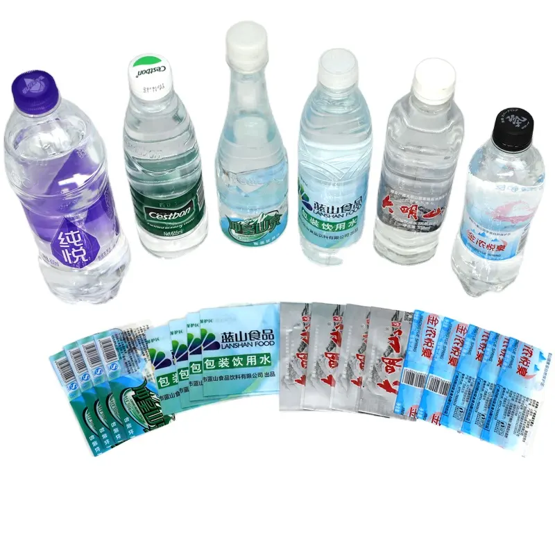 Cetak logo kustom botol air Bopp label air botol air desain label opp sampel gratis